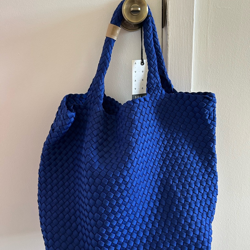 Royal Blue Textured Knit Tote Bag